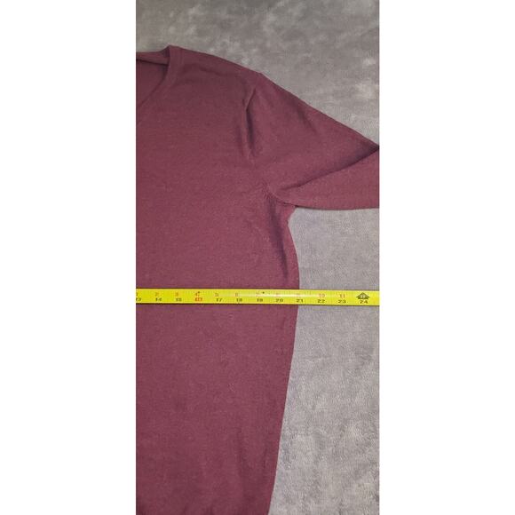 J.Crew Sweater Men's Sz LT Burgundy V-Neck Cotton Cashmere Long Sleeve Pullover - Picture 4 of 10